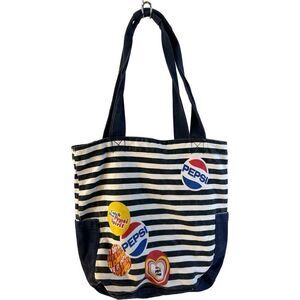 Pepsi tote 16x15" cotton tote "Catch that Pepsi Spirit" stripes vtg